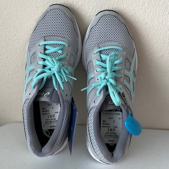 ASICS Gray and Teal Sneakers - Picture 2 of 5